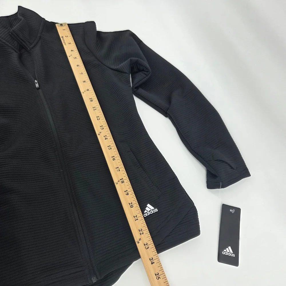 Adidas Womens Golf Ribbed‎ Full Zip Jacket Black Size Small New NWT